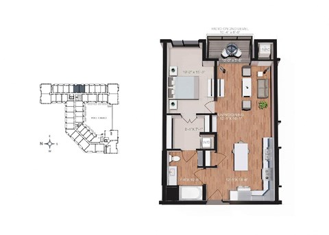 Floor plan for 1 bed, 1 bath, 783 sqft
